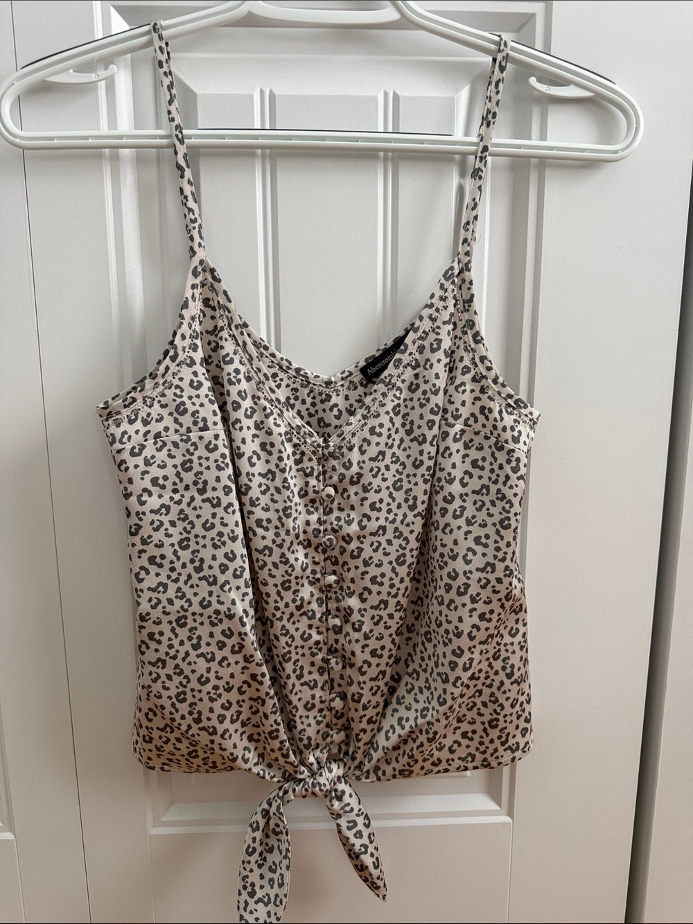 NWOT Abercrombie & Fitch Beige Leopard Print Tie-Front Cami